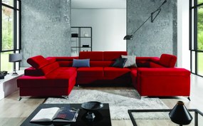Canapea modulara, tapitata, extensibila, cu spatiu pentru depozitare, Thiago L01, Eltap (Culoare: Roz Piersica / Monolith 63)