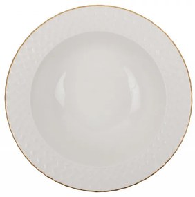 Serviciu de masa, Portelan, 24 de Piese, Culoare Alb / Auriu, 710KTP2490