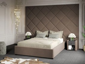 Pat Tapitat cu Panou 305x228 C3 Dubai cu somiera fixa Cappuccino - Velluto 29 160x200