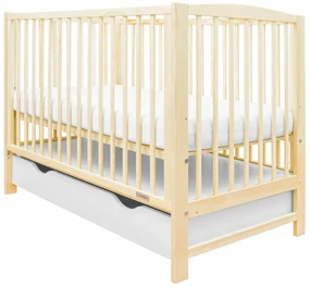 New Baby Pătuț pentru copii Lilly cu lateraldetașabil și sertar, natural