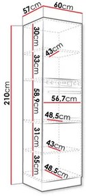 Dulap înalt de bucătărie sub cuptor Bronte 60 DP-210 2F (stejar lancelot + alb lucios). 1123246
