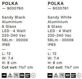 Spot LED incastrabil exterior, ambiental, IP65, POLKA negru