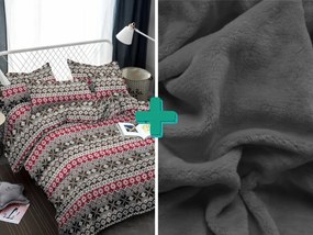 Lenjerie de pat din microfibra WIMPLE gri + cearsaf microplus SOFT 90x200 cm gri închis
