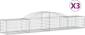 vidaXL Coșuri gabion arcuite, 3 buc., 300x50x40/60 cm, fier galvanizat