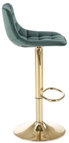 Scaun de bar H120 velvet verde/gold