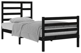 Cadru de pat, negru, 90x200 cm, lemn masiv Negru, 90 x 200 cm