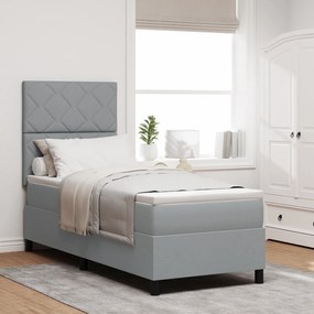 vidaXL Pat cu arcuri cu saltea Gri deschis 80x200 cm Țesătură