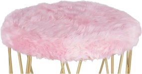 Taburet Pinky baza metalica aurie tapitat roz pudrat