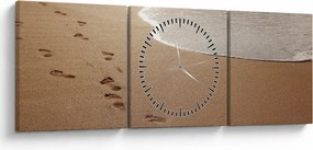 Tablou - urme în nisip și mare (cu ceas) (90x30 cm)