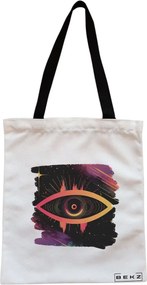 Sacosa de Panza pentru Cumparaturi, Geanta Tote, model Celestial Eye 18, Cu fermoar, 38x34.5 cm, Alba, BEKZ®