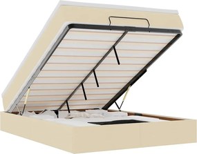 vidaXL Cadru de pat otoman cu saltea crem 140x190cm stofa