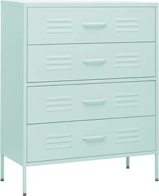 vidaXL Comodă cu sertare, verde mentă, 80x35x101,5 cm, oțel
