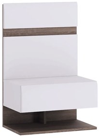 Noptieră, albă extra luciu ridicat HG/stejar sonoma truflu închis, LYNATET TYP 95