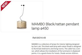 Lustra pendul moderna design natural MAMBO 45cm negru/ratan 64314-49