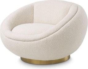 Fotoliu pivotant design elegant Bollinger, crem boucle 114819 HZ