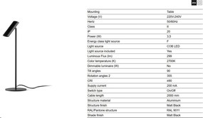 Lampa LED de birou stil minimalist LEO neagra