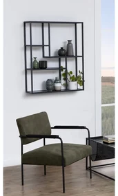 Bibliotecă de perete neagră cu aspect de lemn de frasin 75x91 cm Seaford – Actona