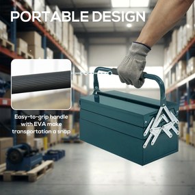 DURHAND Cutie de unelte Caseta de unelte Montaj Cufăr de unelte gol economisire spațiu cu 5 rafturi pliante stabil Oțel (SPCC) Verde închis 45 x 20 x 34,5 cm | Aosom Romania