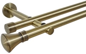 Galerie dubla picior universal fara inele prindere perete prince 19/19 mm aur antic (Alege marime: 200 cm)