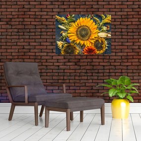 Tablou pe sticlă - Flori de toamnă (70x50 cm)