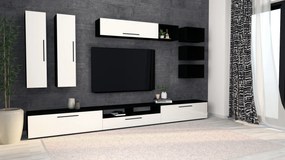 Living haaus Haga V5, Alb Lucios/Negru, MDF,L 360 cm