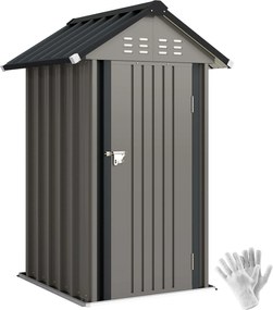 Outsunny Depozit metalic pentru unelte 1,17 m², magazie cu acoperiș în două ape, ventilație, lacăt și mănuși, 122 x 121 x 192 cm | Aosom Romania