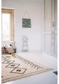 Covor crem lavabil/țesut manual din bumbac 170x240 cm Bereber Rhombs – Lorena Canals