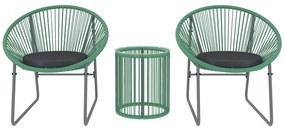 Outsunny Set de mobilier de exterior cu 3 piese, 1 masă, 2 scaune, placă de masă din sticlă, poliratan plastic înfășurat în cadre de oțel, perne moi, Verde | Aosom Romania