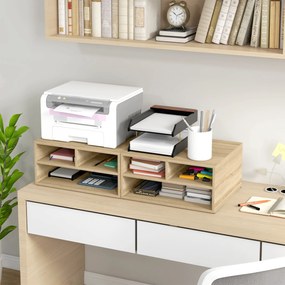 HOMCOM Organizator birou aspect lemn cu 3 compartimente, suport imprimantă dim. 47L x 40l x 22,5H cm | Aosom Romania