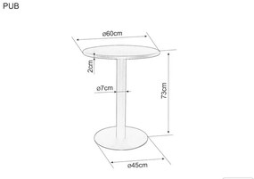 Masa rotunda Pub ø60/h73 cm