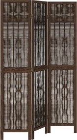 vidaXL Paravan cameră 3 panouri, maro închis, lemn masiv paulownia