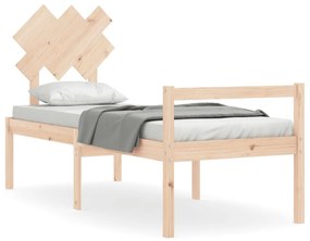 3195506 vidaXL Cadru de pat senior cu tăblie single mic, lemn masiv