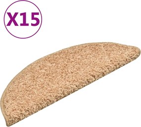 vidaXL Covorașe pentru scări, 15 buc., 56x17x3 cm, aurii, semirotunde