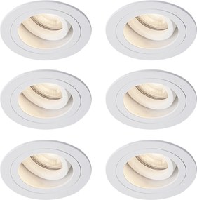 Set de 6 spoturi încastrate moderne albe, rotative și înclinabile IP44 - Chuck