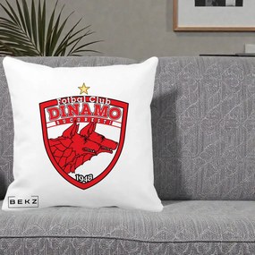 Perna Personalizata FC Dinamo Bucuresti 1948 Fotbal, 40x40 cm, Alba Mata, Husa Detasabila, Perna Inclusa, BEKZ®