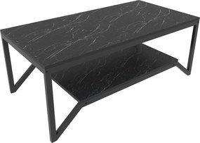 Masuta cafea Flora, negru cu efect de marmura, PAL melaminat, 120x60x4