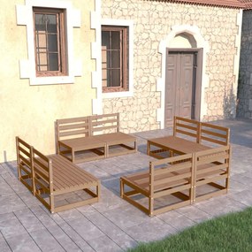 vidaXL Set mobilier de grădină, 8 piese, maro miere, lemn masiv de pin