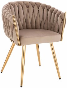 HR750 Scaun cu picioare Aurie Latte din Catifea