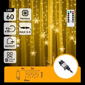 Aigostar - ghirlandă LED de exterior pentru Crăciun 120xLED/6W/230V/8 funcții 3x0,7m IP44 alb cald + telecomandă