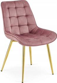 OFERTA Scaun de catifea roz inchis BERA cu picioare aurii II. calitate