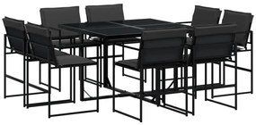 3295078 vidaXL Set mobilier de grădină, 9 piese, cu perne, negru, textilenă