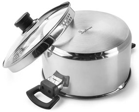 Cratiță Luigi Ferrero Sophia FR-3406, 26x14 cm, 7 l, Oțel 18/10, Capac din sticlă, Inducție, Inox