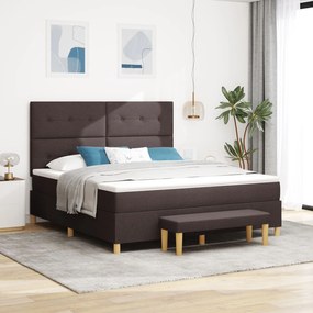 vidaXL Pat cu saltea și bancă Culoare maro închis 180x200 cm din țesătură