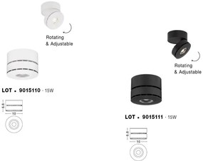 Spot LED aplicat ajustabil LOT 15W alb