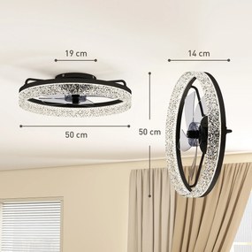 HOMCOM Ventilator de tavan cu lumină, ventilator LED de tavan dimabil cu telecomandă pentru dormitor și living, Negru | Aosom Romania