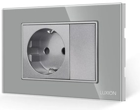 Priza Simpla si 1 Tasta Falsa cu Rama din Sticla LUXION, Standard Italian, 3M