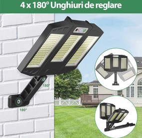 Set 3 bucati Lampa Tripla Solara de Perete cu Senzor de Miscare