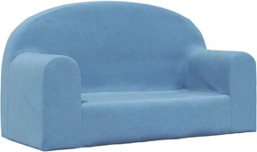 vidaXL Canapea pentru copii cu 2 locuri, albastru, pluș moale