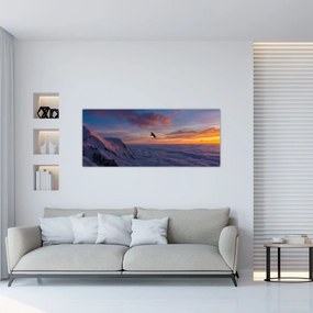 Tablou în apus de soare, Mont Blanc (120x50 cm), în 40 de alte dimensiuni noi