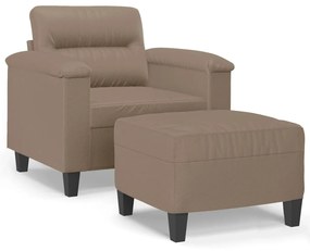 3153682 vidaXL Fotoliu canapea cu taburet, cappuccino, 60 cm, piele ecologică
